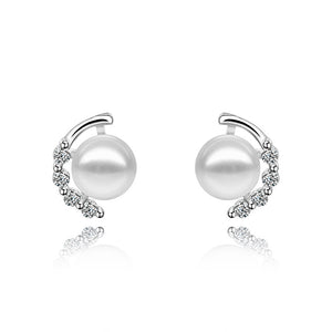 Sparkling Diamond Pearl Earrings Femininity Korean Personality Gift Earrings